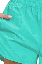 Zenana Windbreaker Smocked Waistband Running Shorts