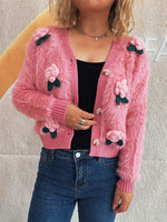 Flower Fuzzy Button-Up Cardigan