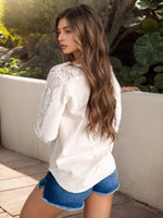 Lace Button Up Long Sleeve Shirt