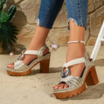 Open Toe Block Heels Sandals