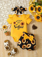 Children's Leopard Ruffled Bodysuit and Shorts Set with Headband