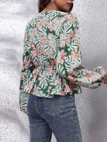Floral V-Neck Balloon Sleeve Blouse