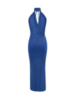 Backless Lace Up Back Sleeveless Maxi Dress