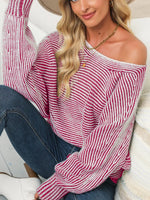Striped Boat Neck Casual Sweater