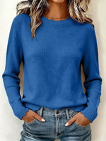 Full Size Scalloped Trim Crew Neck Sweater Plus Size