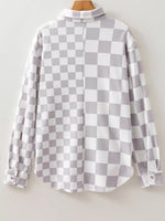 Checkerboard Flap Pocket Button Front Shacket