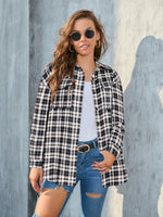Full Size Plaid Button Up Pocketed Shirt