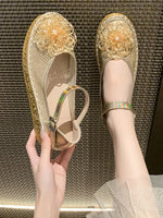 Flower Round Toe Platform Slip-Ons
