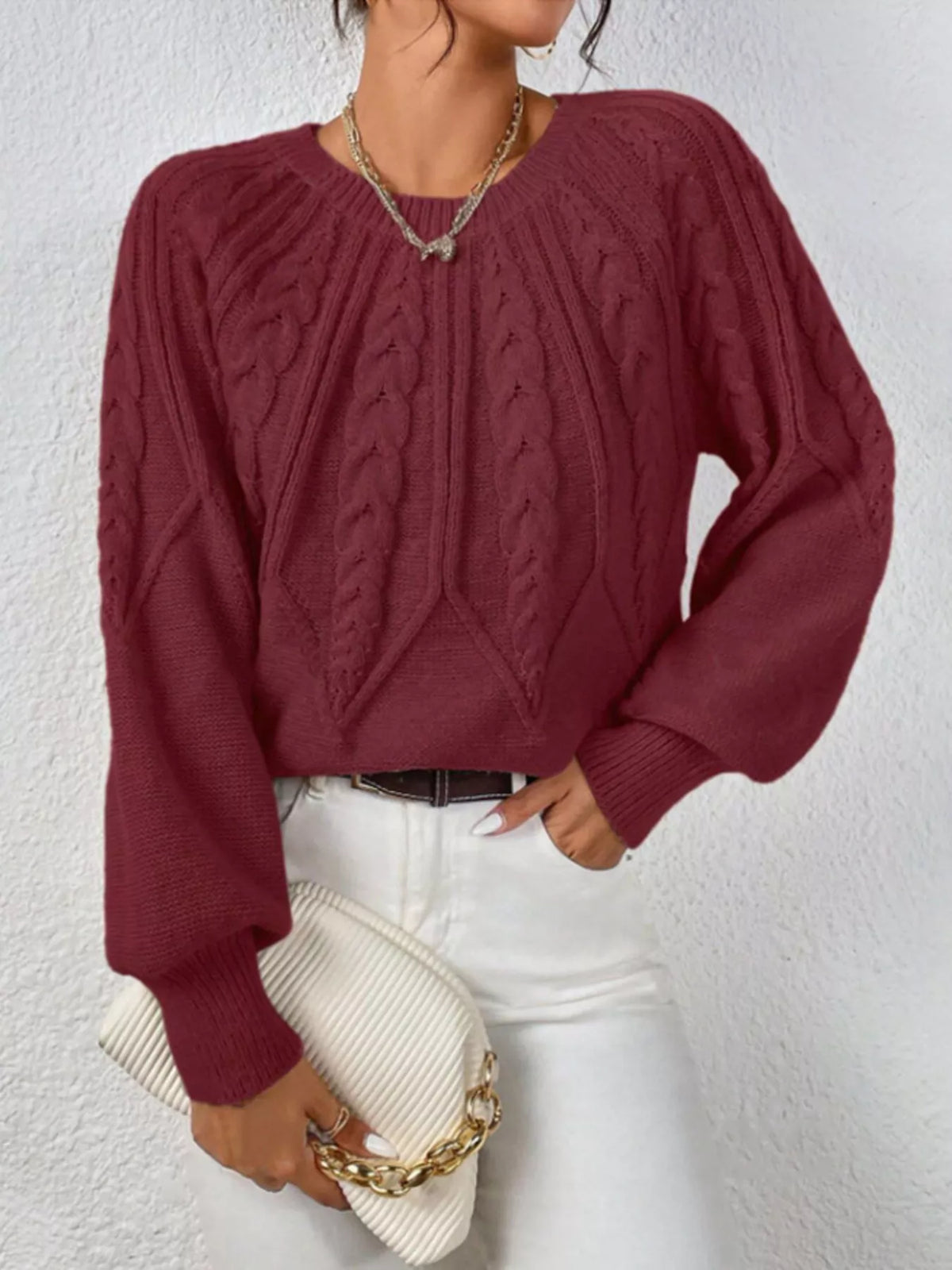 Cable Knit Long Sleeve Sweater