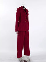 Lapel Collar Blazer and Wide-Leg Pants Set