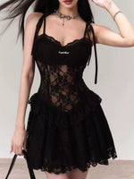 Lace Tie Shoulder Mini Dress