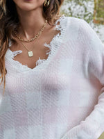 Frayed Hem Long Sleeve Sweater