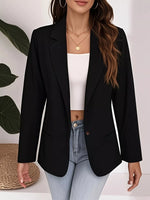Plus Size Lapel Collar Single-Button Blazer