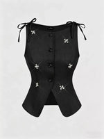 Button-Down Embellished Vest
