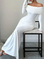 Off-Shoulder Ruched Bodycon Maxi Dress