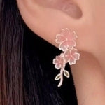 Asymmetrical Flower Drop Earrings