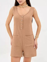 Casual Button-Down Sleeveless Romper
