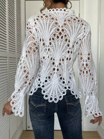 Lace Button Up Long Sleeve Shirt