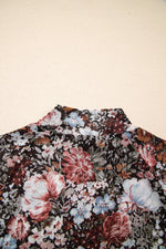 Floral Print Mock Neck Sheer Mesh Top
