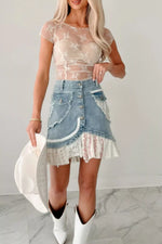 Exposed Seam Ruched Sheer Floral Mesh Top