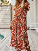 Polka Dot Button Front Midi Dress