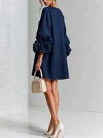 3D Floral 3/4 Sleeve Mini Dress