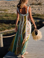 Floral Print Sweetheart Neck Maxi Dress
