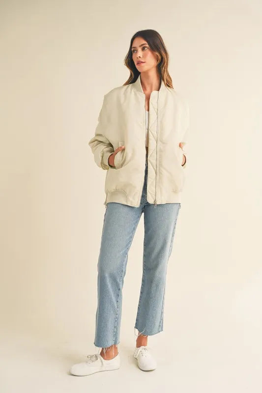 MABLE Back Ruched Utiltiy Bomber Jacket