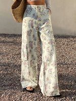 Floral Print Wide-Leg Jeans