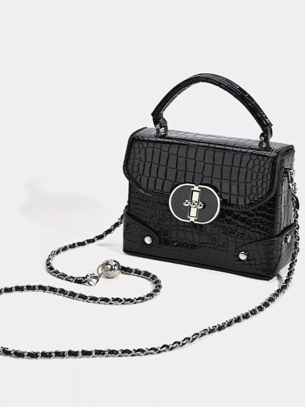 Crocodile Pattern Flap Crossbody Bag