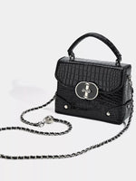 Crocodile Pattern Flap Crossbody Bag