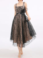 Lace Square Neck Midi Dress