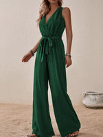 Sleeveless Tie Waist Wide Leg Jumpsuit