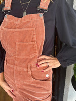 Distressed Wide Leg Corduroy Overalls