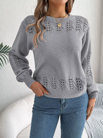 Hollow Out Eyelet Long Sleeve Sweater