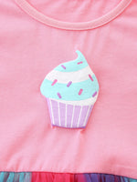 Children's Cupcake Graphic Rainbow Tulle Dress