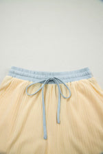 Soft Ribbed Color Block Trim Casual Short Set