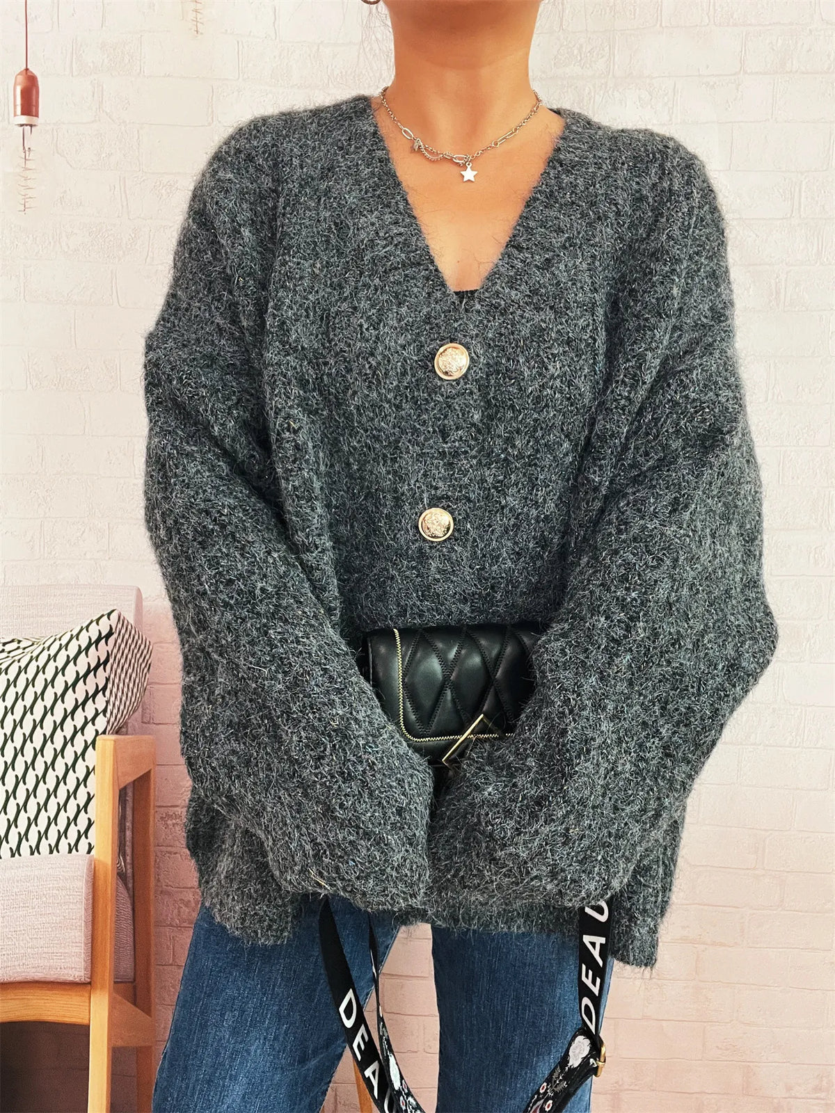 Cable Knit Button-Up Cardigan
