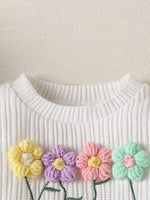 Children's Floral Applique Ribbed Top & Flare Leg Pants Set