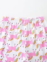 Children's Unicorn Print Short Sleeve Tee and Shorts Set