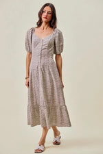 SO ME Ditsy Floral Self Belt On Elastic Waist Maxi Dress