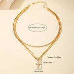 Layered Gold Chain Cross Pendant Necklace