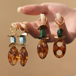 Turquoise Resin Geometric Drop Earrings