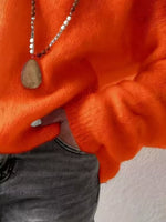 V-Neck Dropped Shoulder Sweater