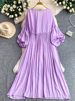 Balloon Sleeve Tie-Waist Dress