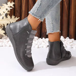 Lace-Up Faux Leather Ankle Boots