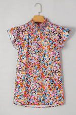 Floral Print Flutter Sleeve Blouse Top