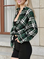 Plaid Collared Neck Long Sleeve Shirt