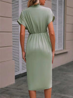 Ruched Surplice Short Sleeve Dress