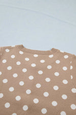 Polka Dot Short Sleeve Button Down Sweater Cardigan